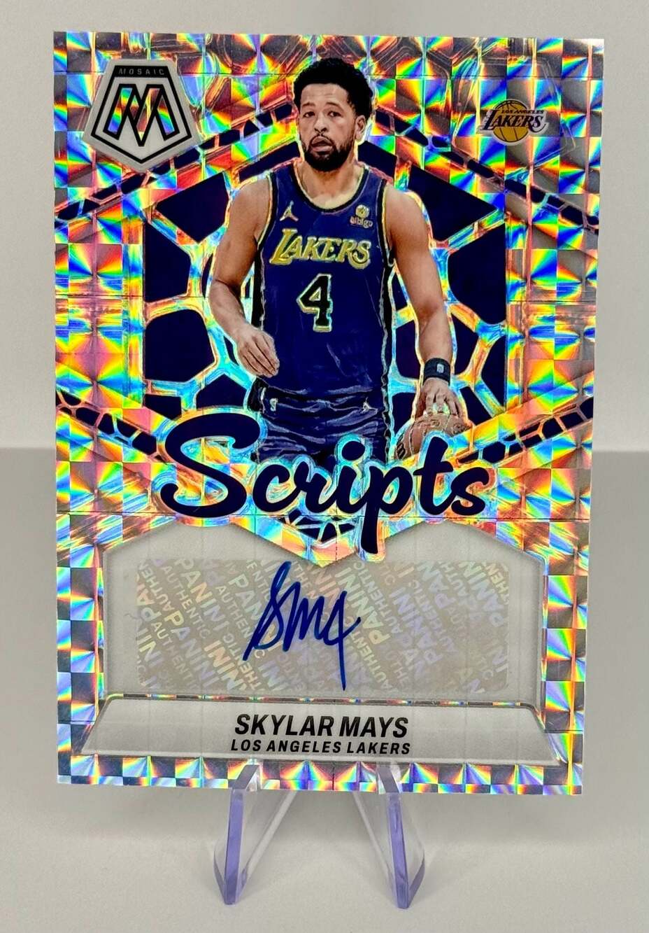 2023-24 Panini Mosaic Scripts Skylar Mays Autograph Basketball Card LA Lakers